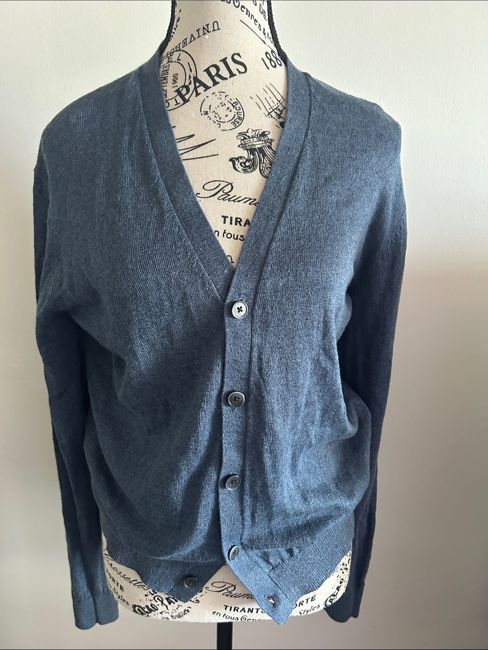 Uniqlo Slate Blue V-Neck Button Cardigan